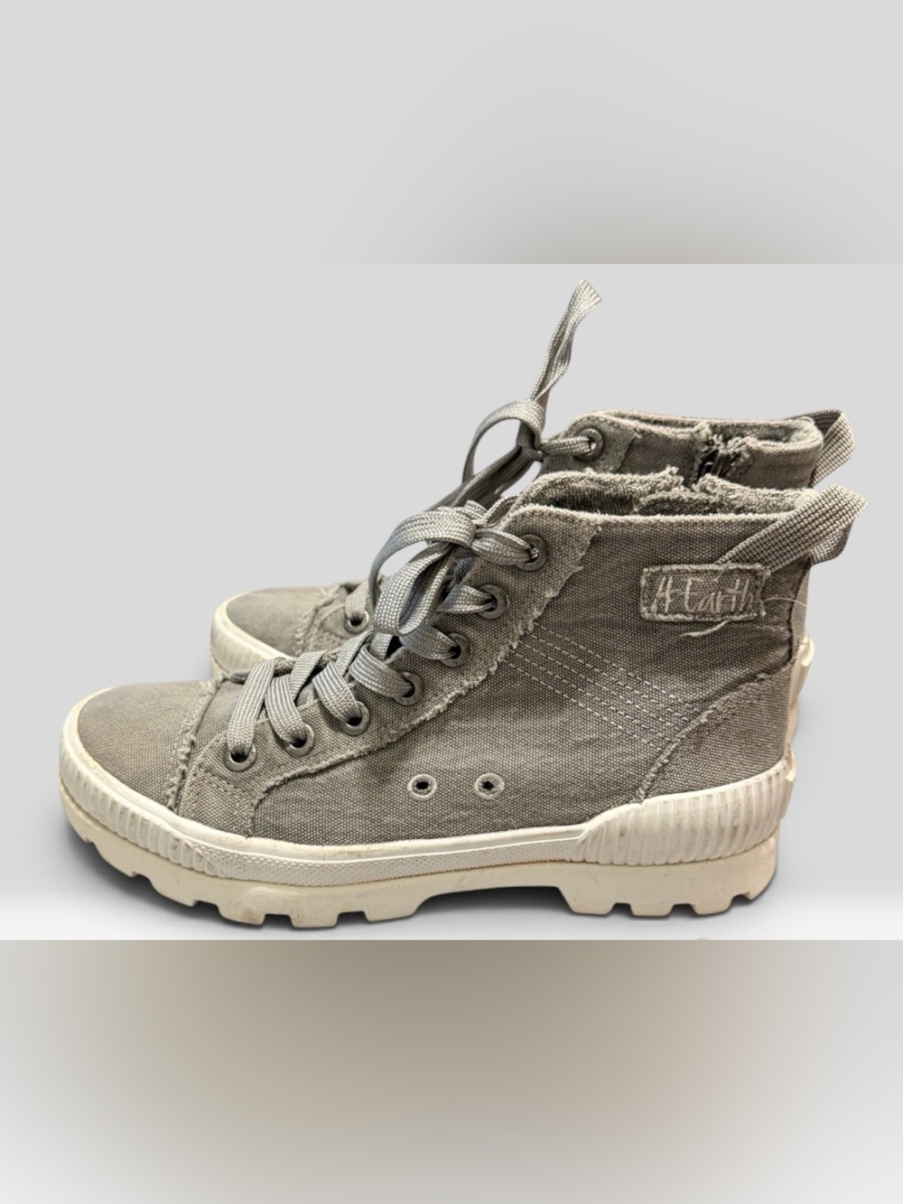 Blowfish 4Earth Gray High-Top Canvas Sneakers with Cream Sole